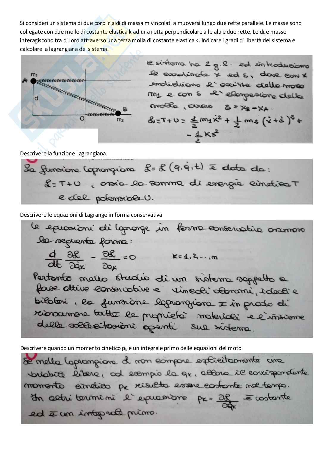 Risposte aperte paniere di meccanica razionale e statica Pag. 21
