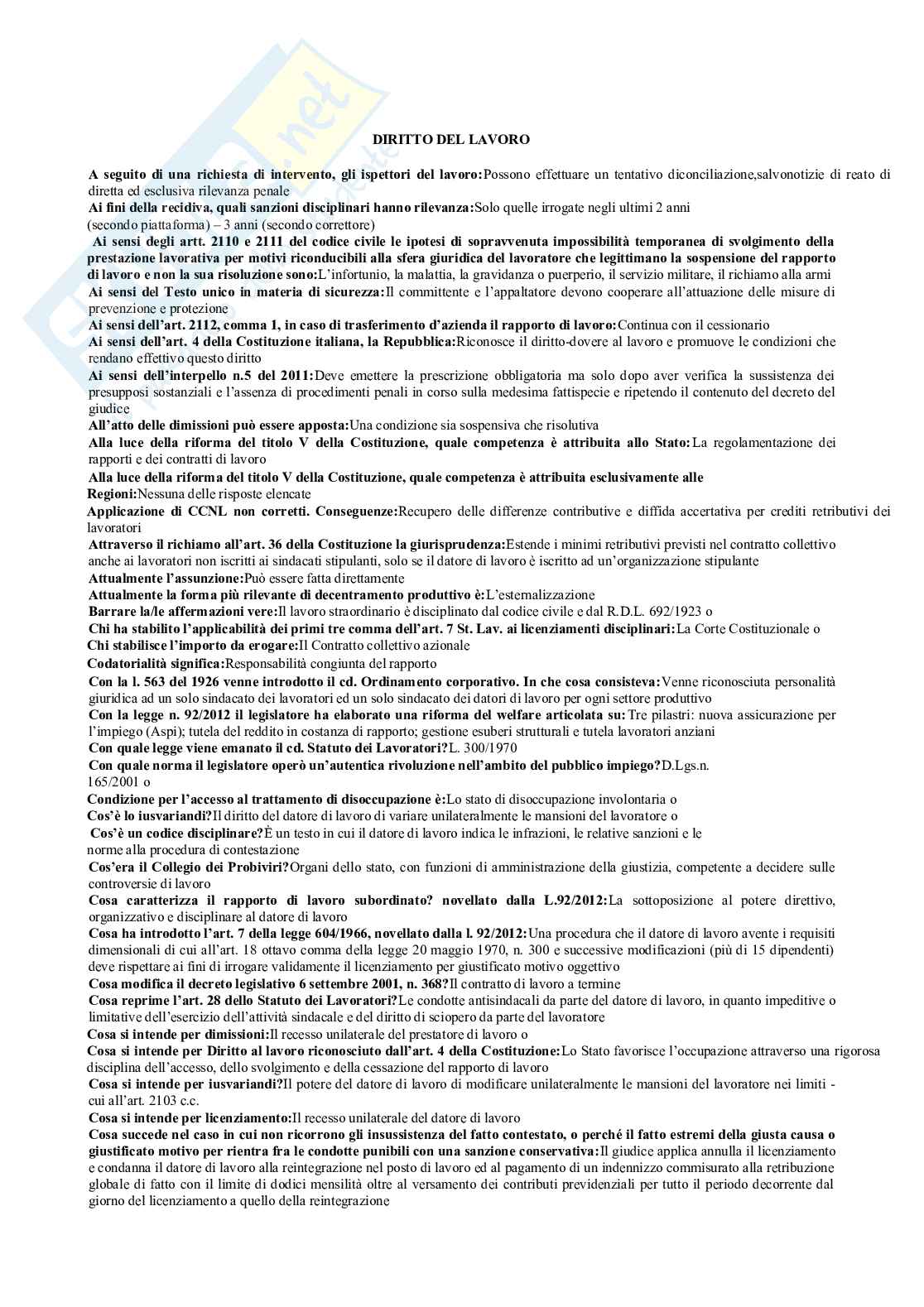 Paniere nuovo (2026) di Diritto del lavoro  Pag. 2