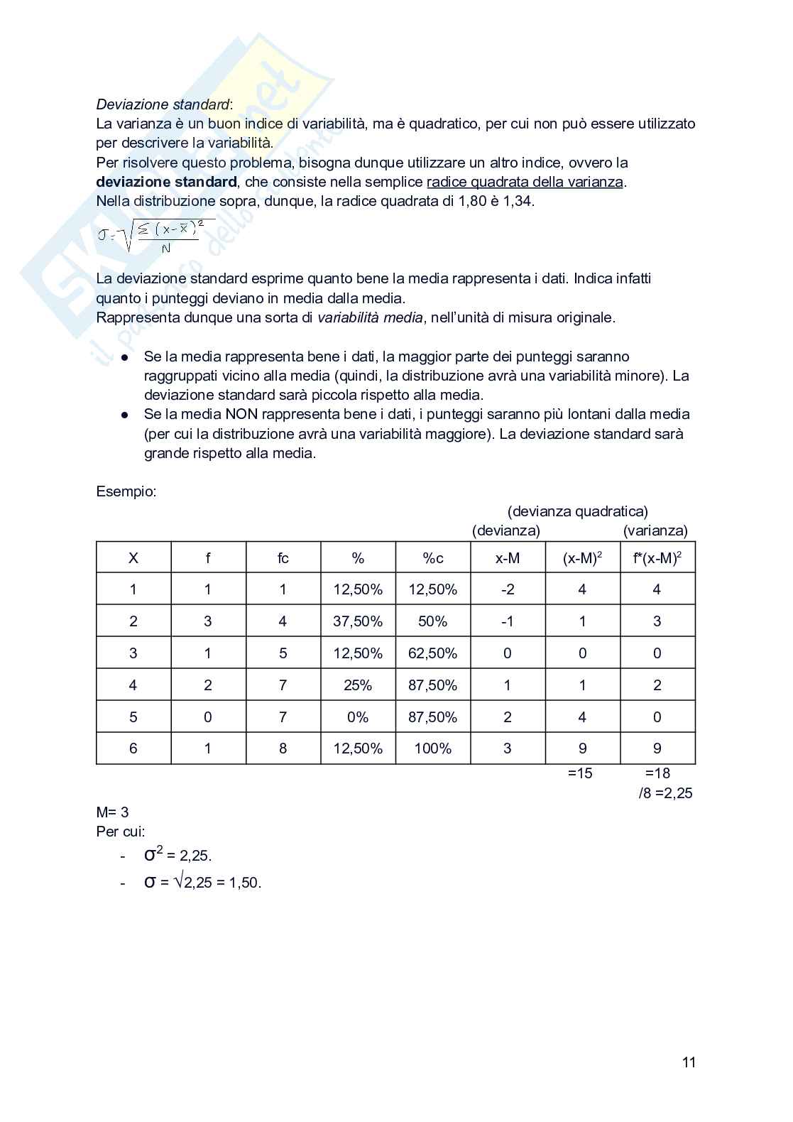 Riassunto esame Psicometria, Prof. Callea Antonino, libro consigliato Fondamenti di statistica. Introduzione alla ricerca psicologica, Aron, Coups, Aron Pag. 11
