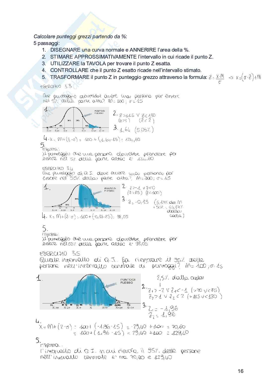 Riassunto esame Psicometria, Prof. Callea Antonino, libro consigliato Fondamenti di statistica. Introduzione alla ricerca psicologica, Aron, Coups, Aron Pag. 16