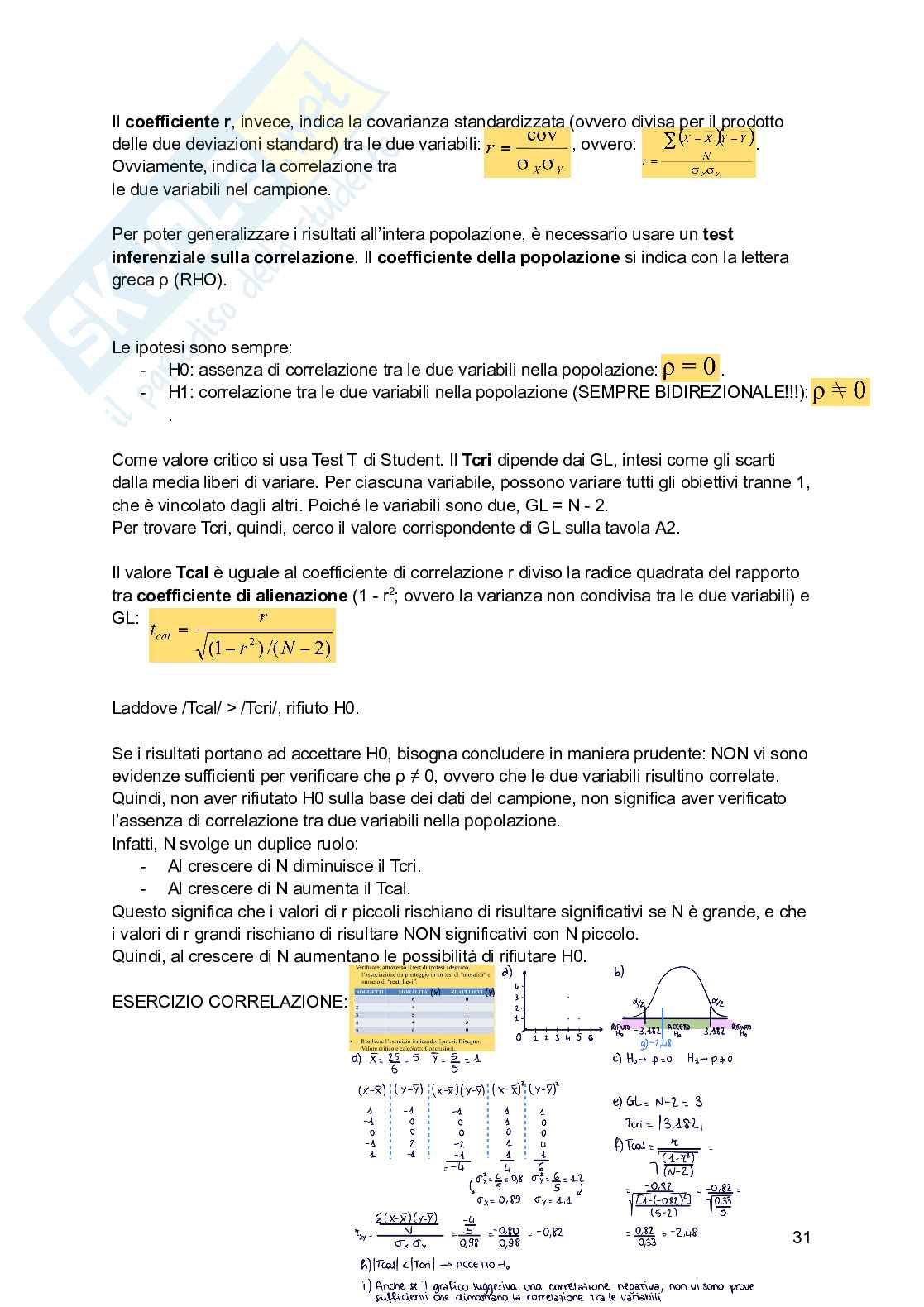 Riassunto esame Psicometria, Prof. Callea Antonino, libro consigliato Fondamenti di statistica. Introduzione alla ricerca psicologica, Aron, Coups, Aron Pag. 31