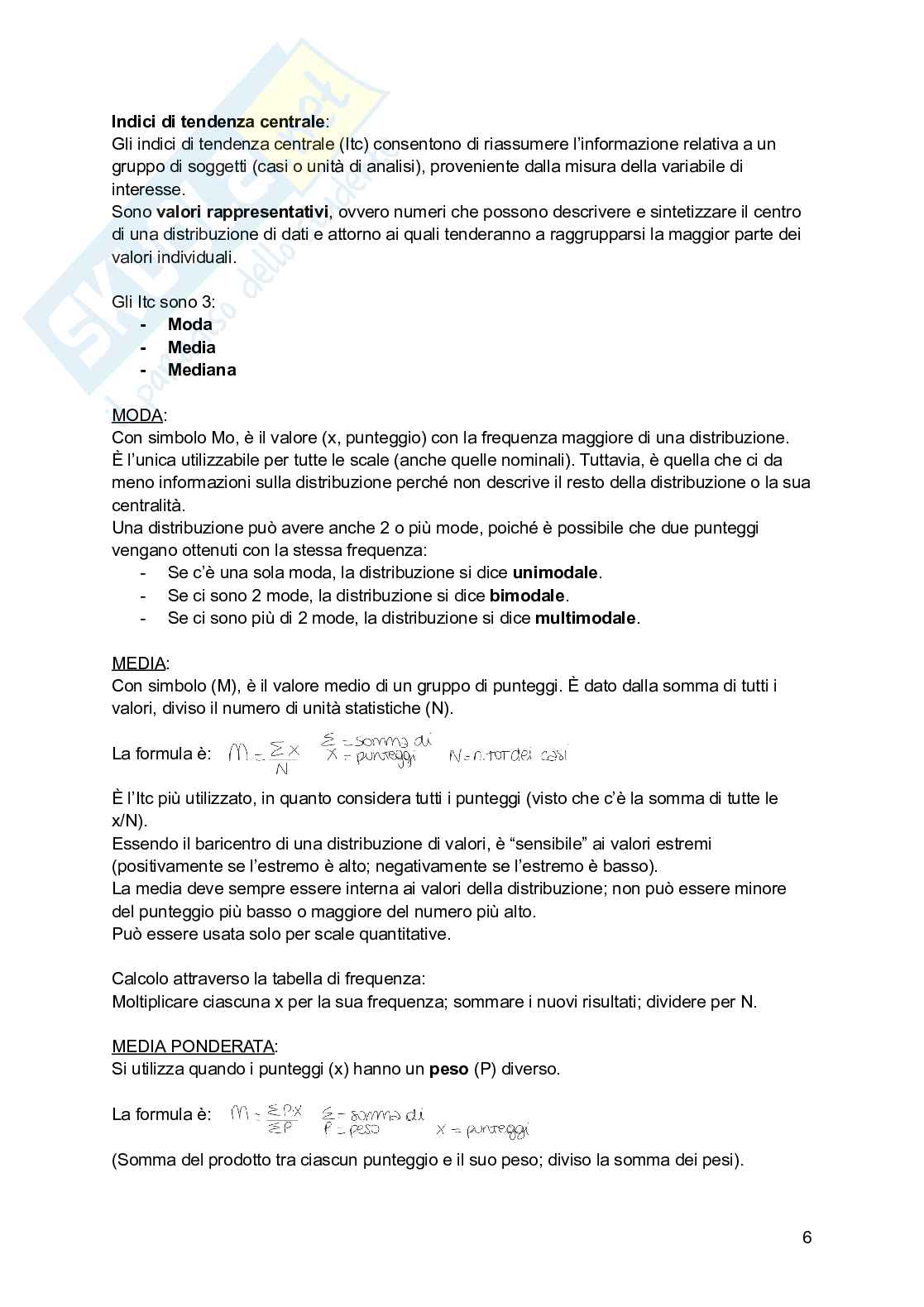 Riassunto esame Psicometria, Prof. Callea Antonino, libro consigliato Fondamenti di statistica. Introduzione alla ricerca psicologica, Aron, Coups, Aron Pag. 6