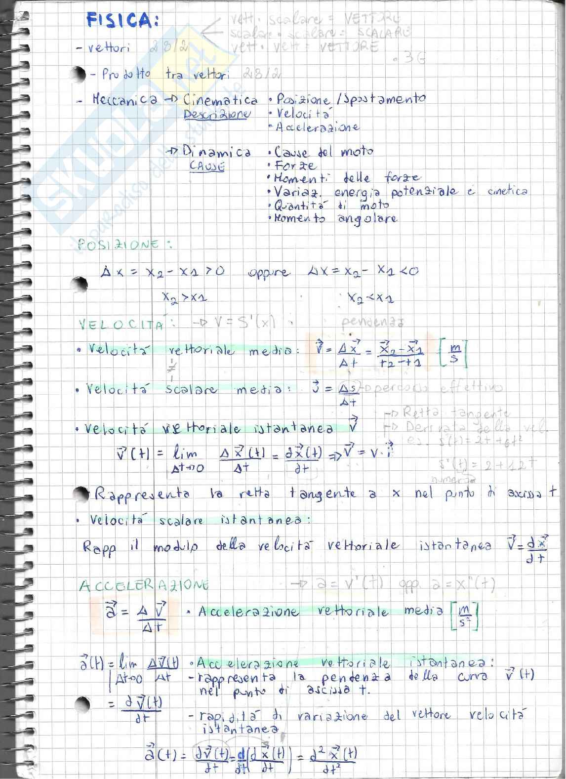 Appunti Fisica 1   Pag. 1