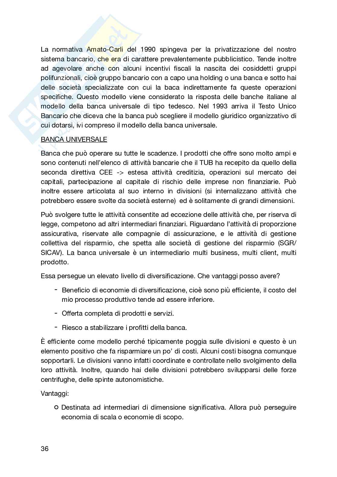 Appunti lezioni di Economia e gestione della banca Pag. 36
