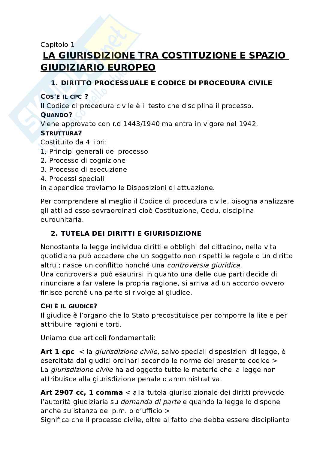 Riassunto esame Diritto processuale civile, Prof. Tiscini Roberta, libro consigliato Lineamenti del processo civile italiano, Sassani Pag. 1