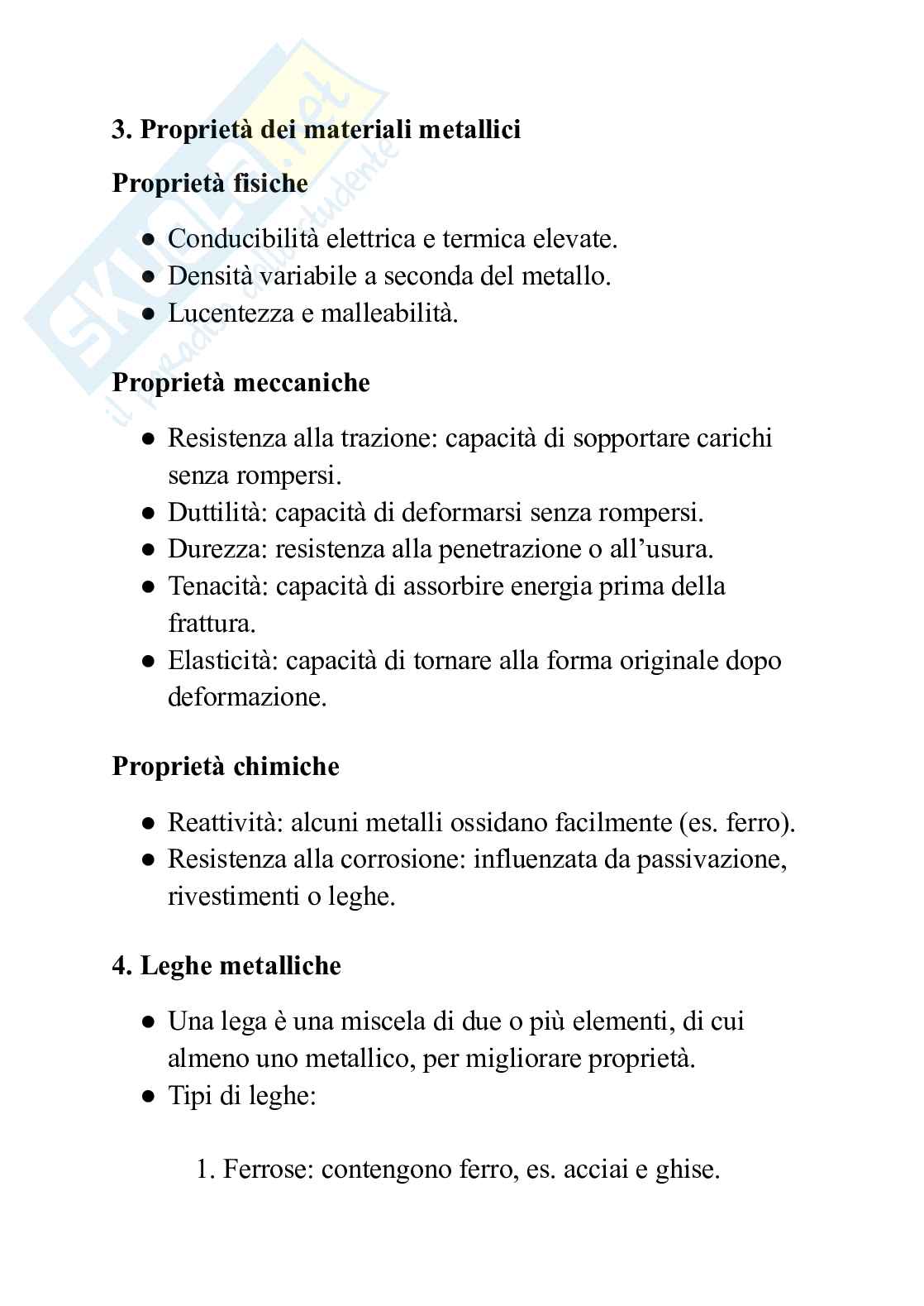 Appunti riassuntivi Fondamenti di chimica e materiali metallici Pag. 2