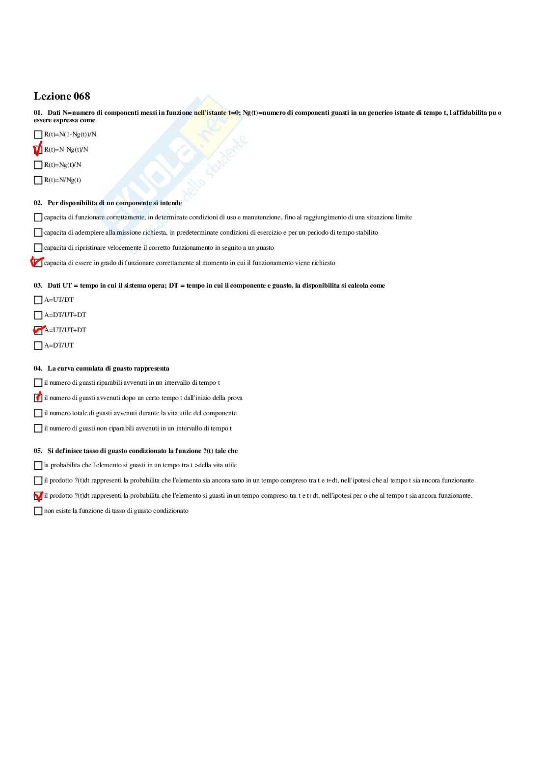 Paniere impianti meccanici - risposte multiple Pag. 66