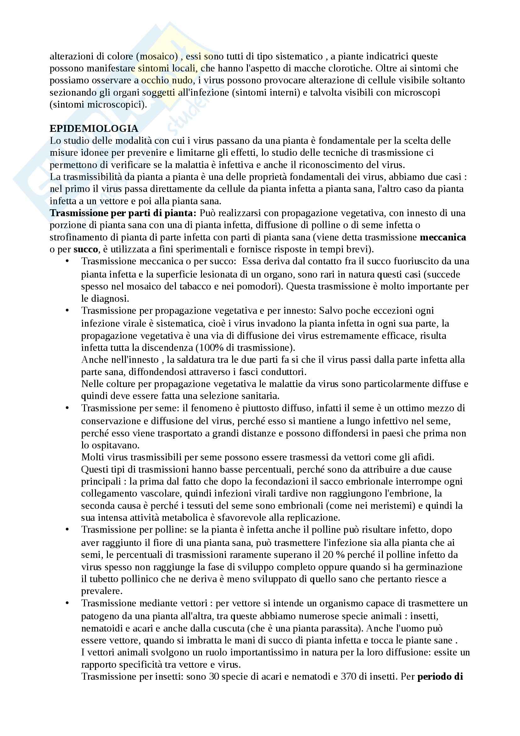 Riassunto esame Patologia Vegetale, prof. Agosteo Pag. 6