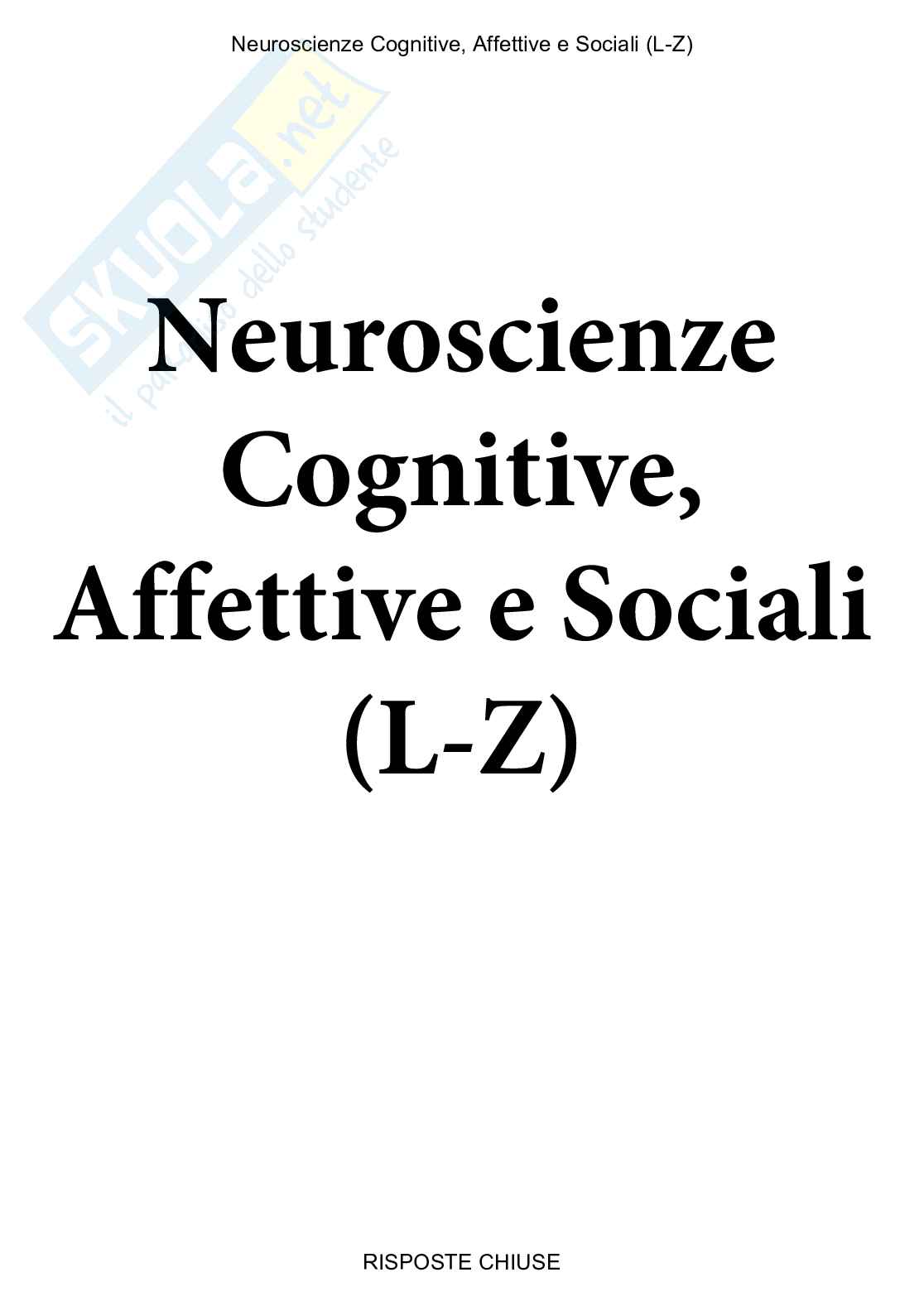 Neuroscienze cognitive, affettive e sociali LZ - Paniere compilato Pag. 1