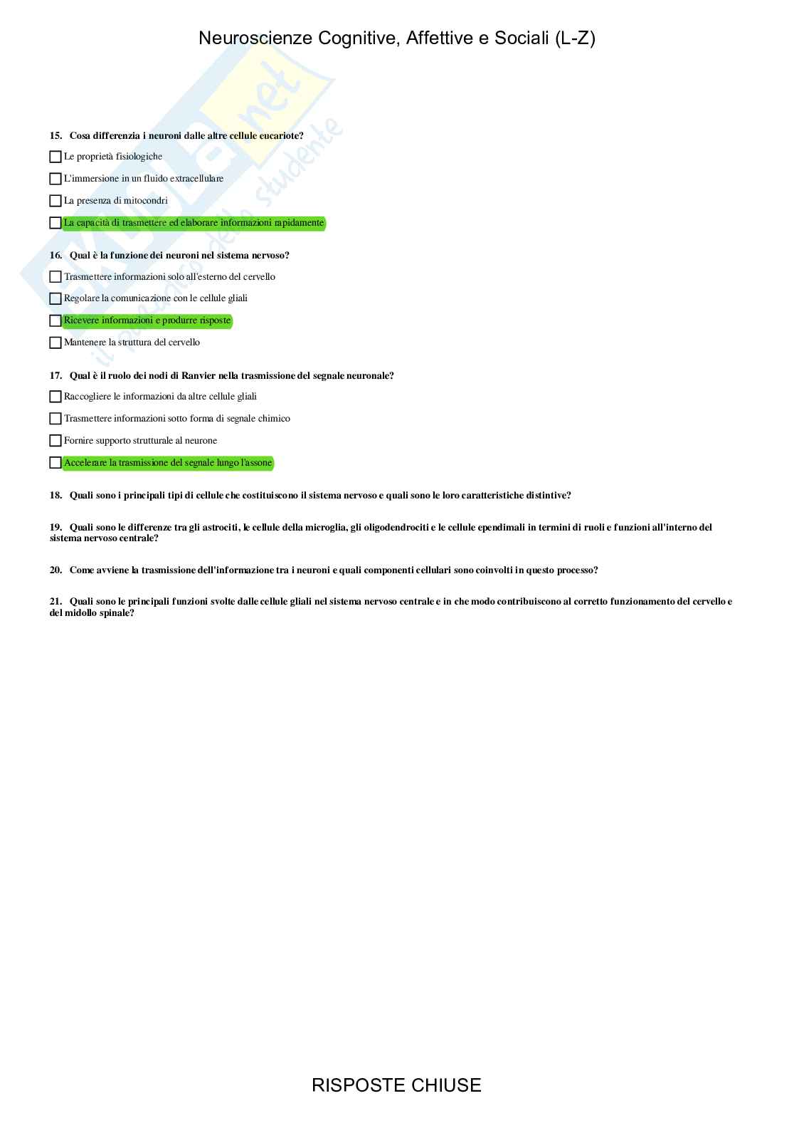 Neuroscienze cognitive, affettive e sociali LZ - Paniere compilato Pag. 6