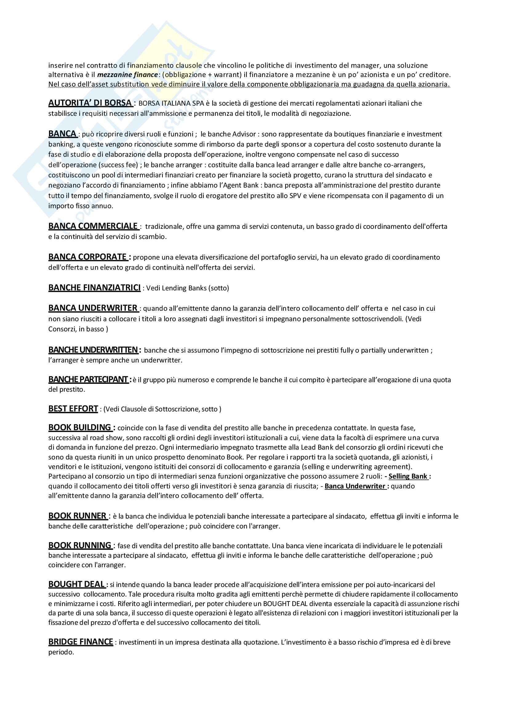 Economia degli intermediari finanziari - Glossario Pag. 2