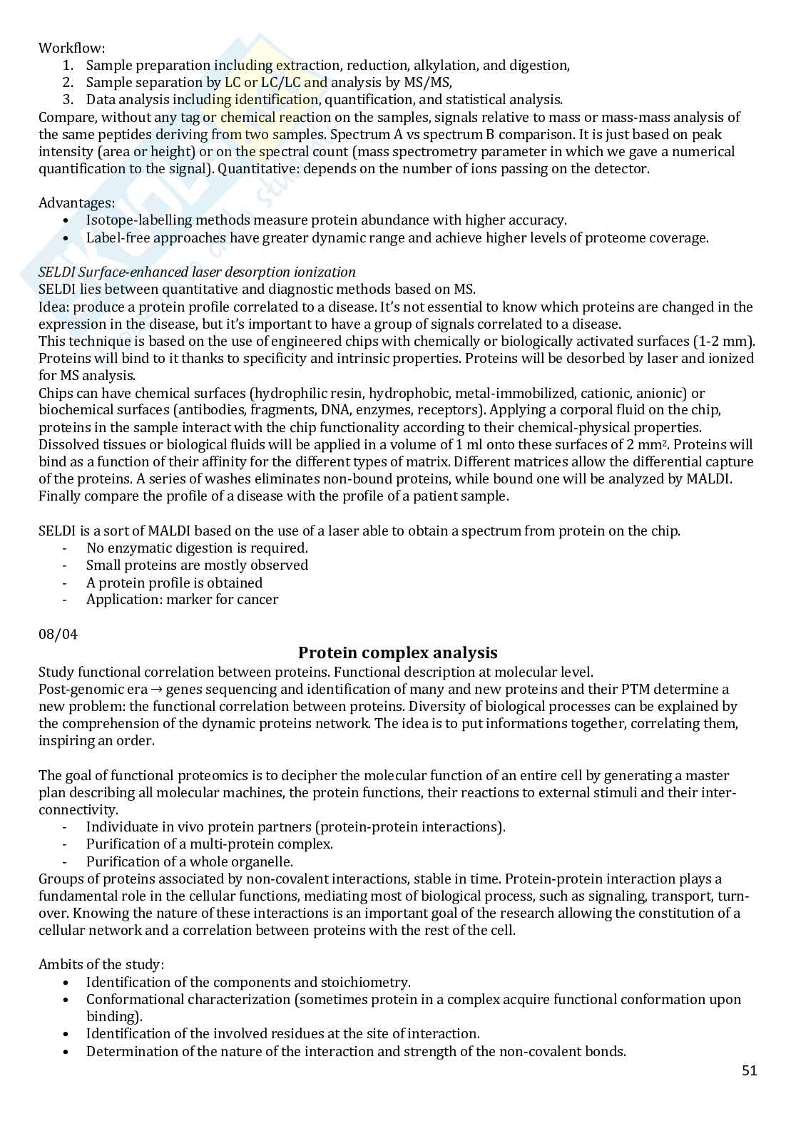 Proteomics and biochemical methodologies Pag. 51