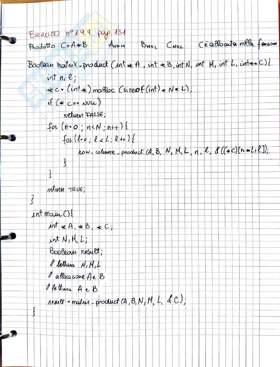 Informatica: Matrici in C, Autovettori e Traduzione Assembly MIPS Pag. 1