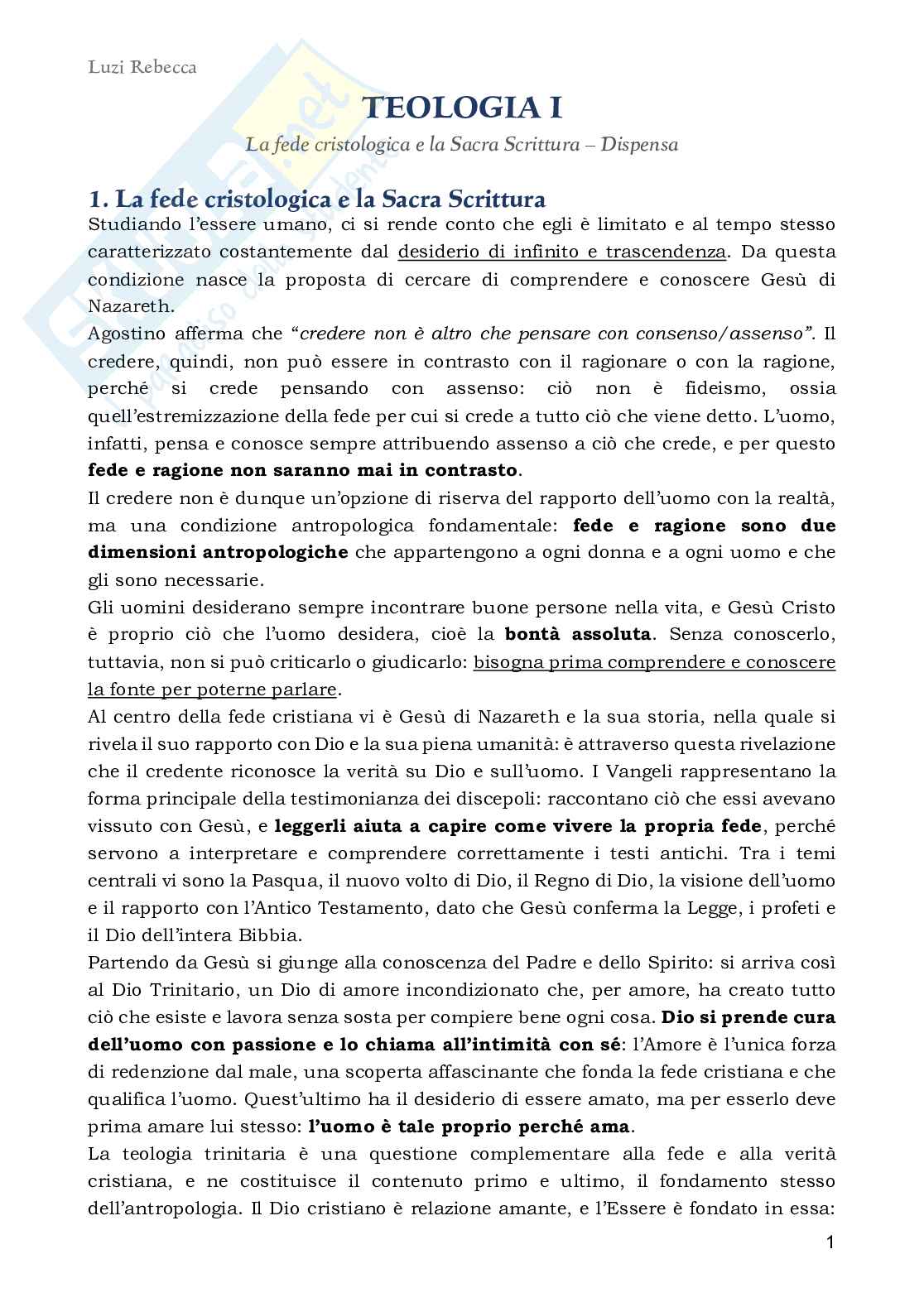 Teologia I, AA 25/26 Pag. 1