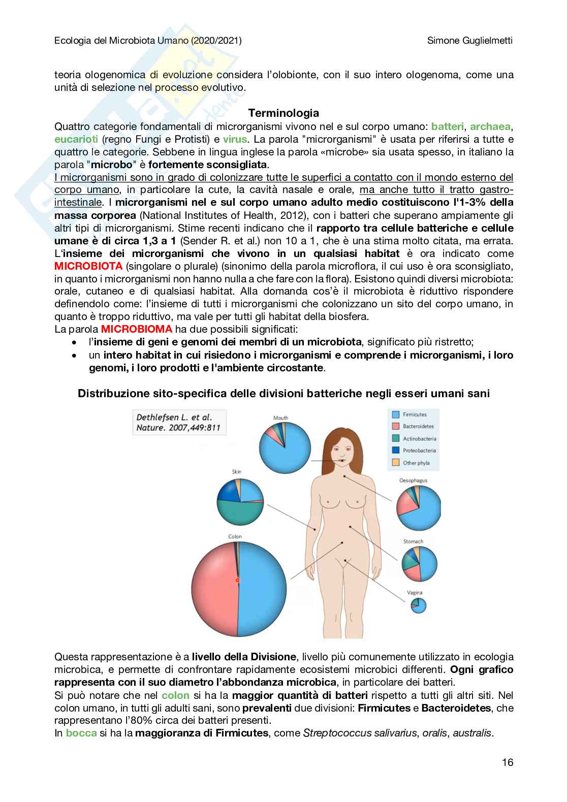 Ecologia del microbiota umano Pag. 16