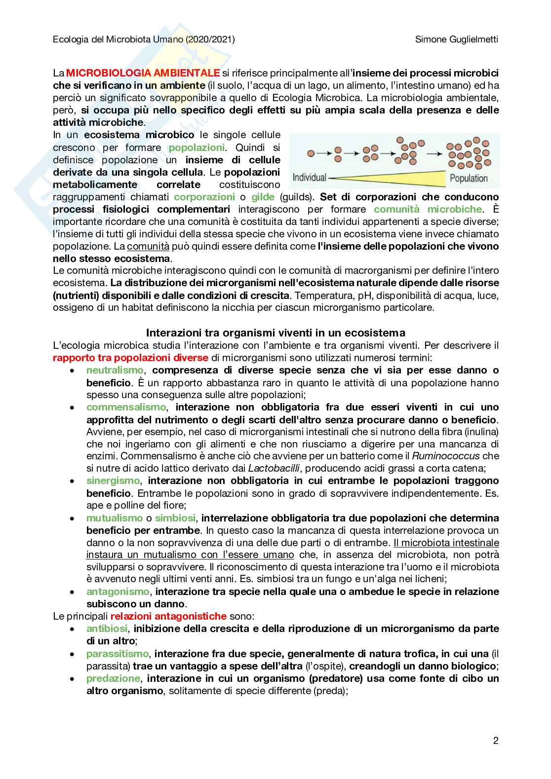 Ecologia del microbiota umano Pag. 2