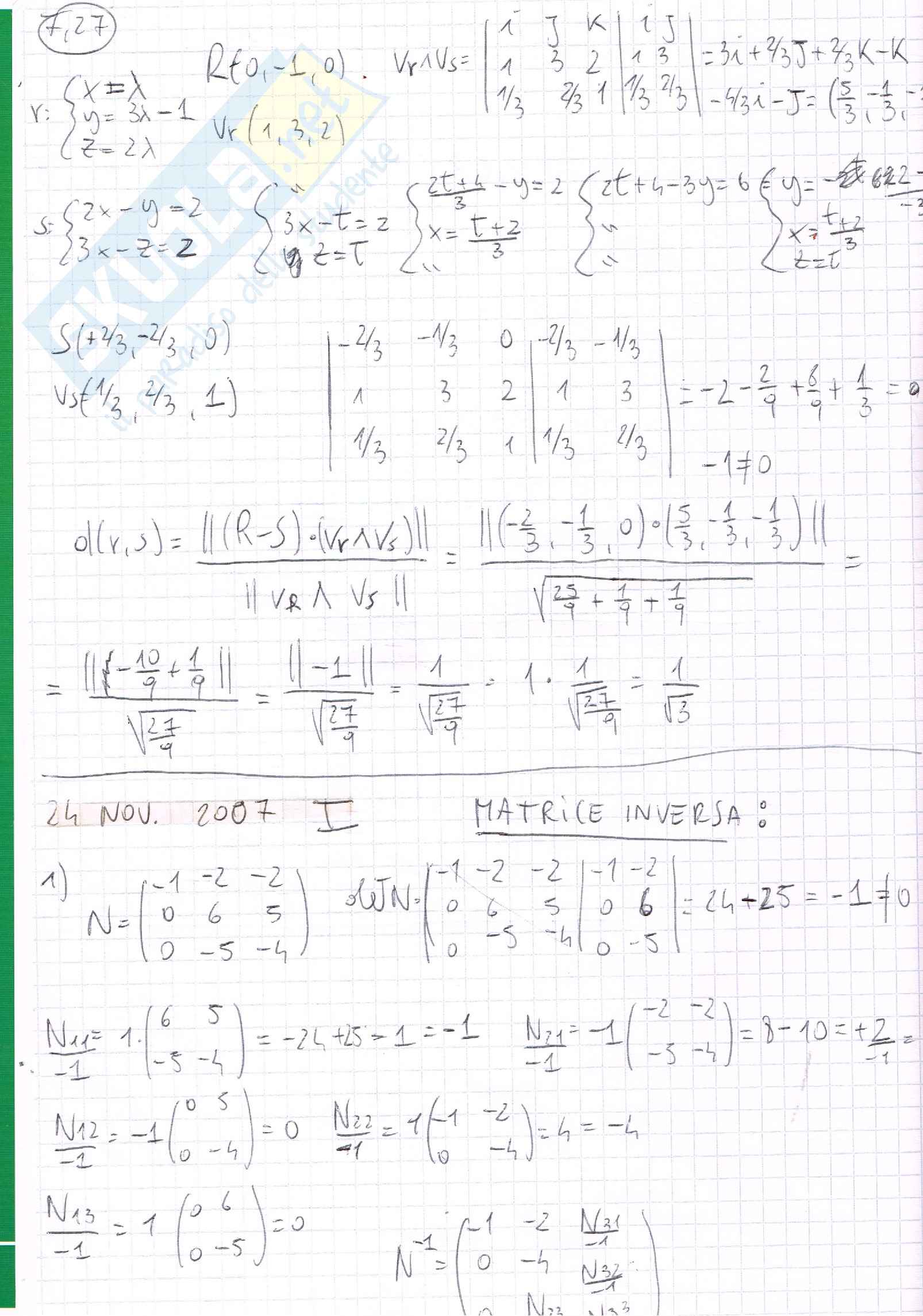 Esame Di Algebra Lineare E Geometria