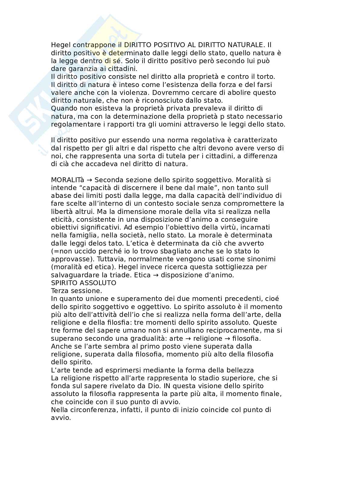 L'idealismo di Hegel: la filosofia come sistema e lo Spirito assoluto Pag. 6