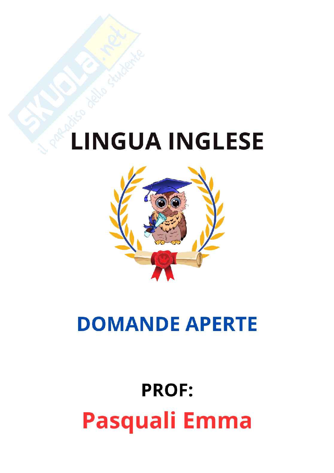 Paniere Inglese - Risposte aperte - aggiornato (2026) Pag. 1