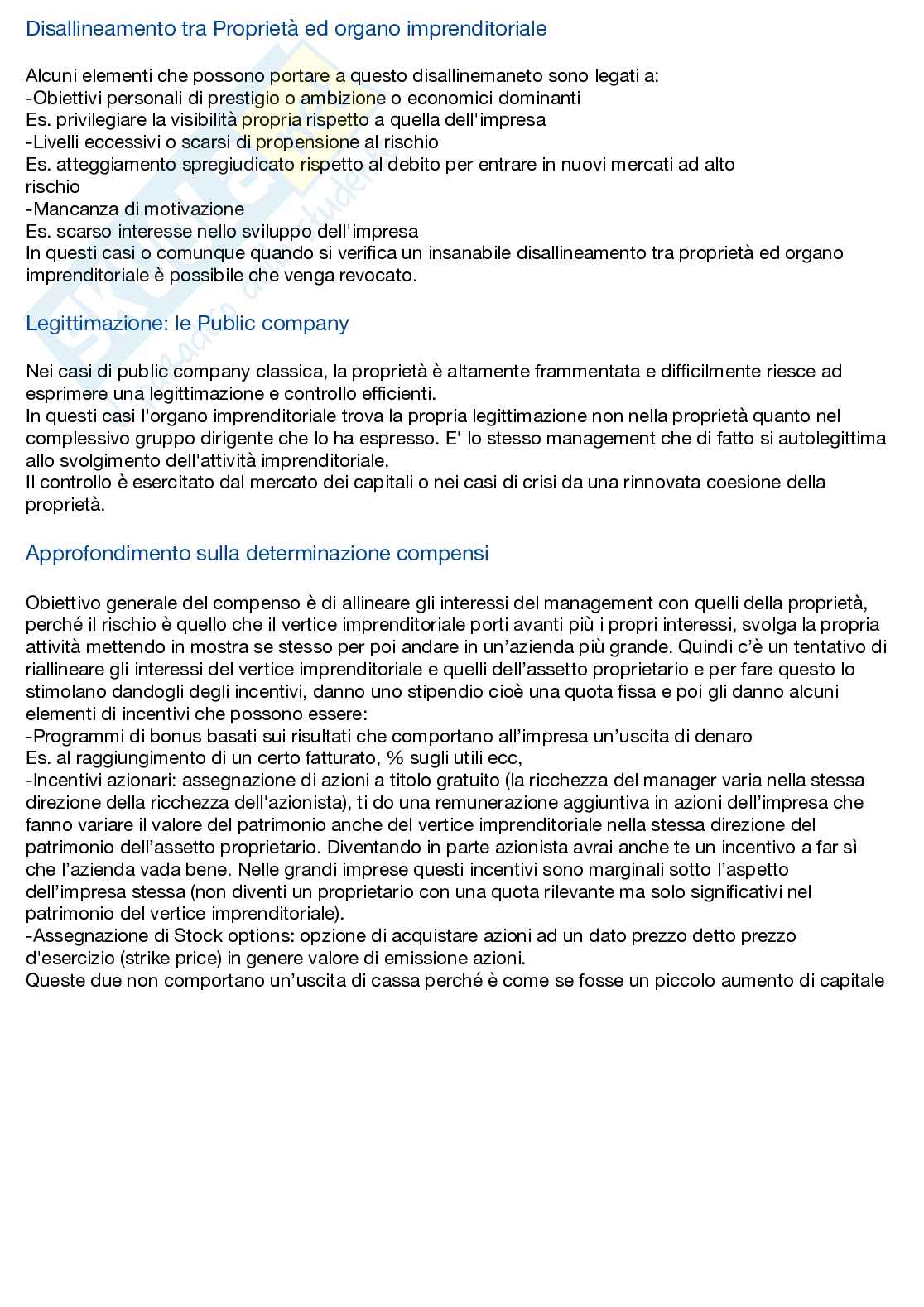 Riassunto esame Economia e gestione delle imprese, Prof. Innocenti Niccoló, libro consigliato Economia e gestione delle imprese 2, Moliterni Pag. 6
