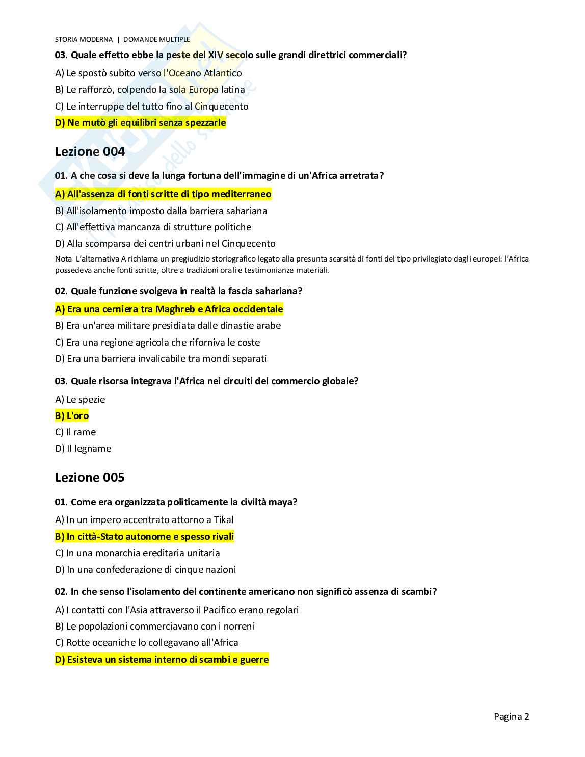 Quiz risolti Storia moderna, 2026 Pag. 2