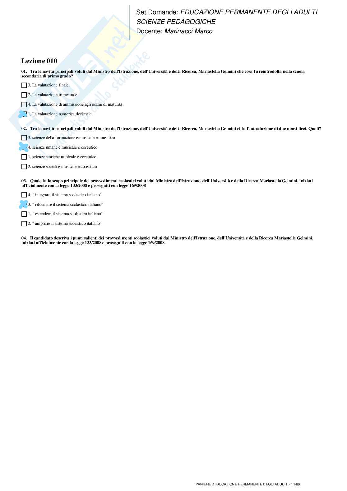 Educazione permanente degli adulti Pag. 11