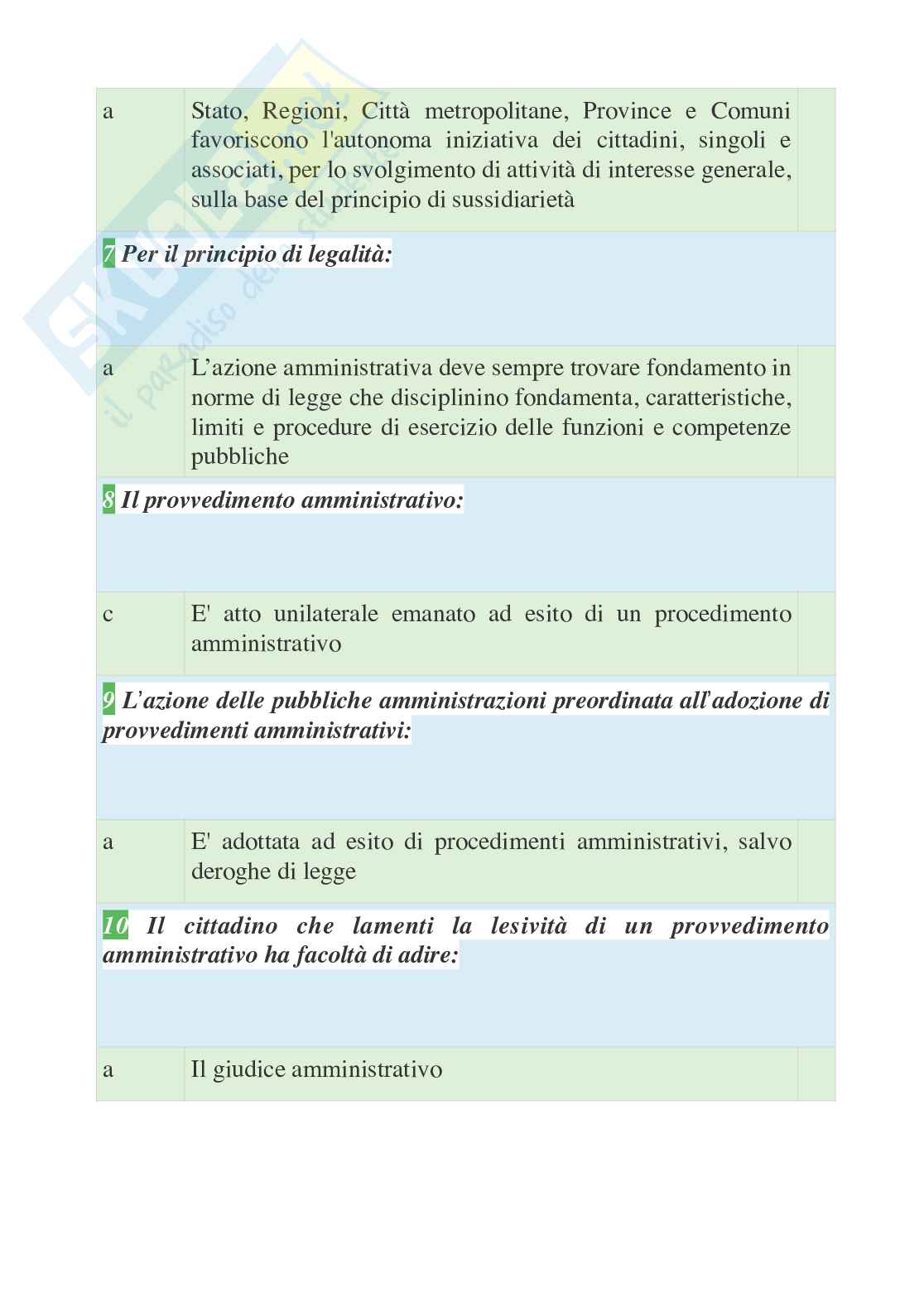 Tutte le 630 domande e risposte esame di Diritto amministrativo - 132 Pagine - Aggiornate a Novembre 2022 Pag. 2