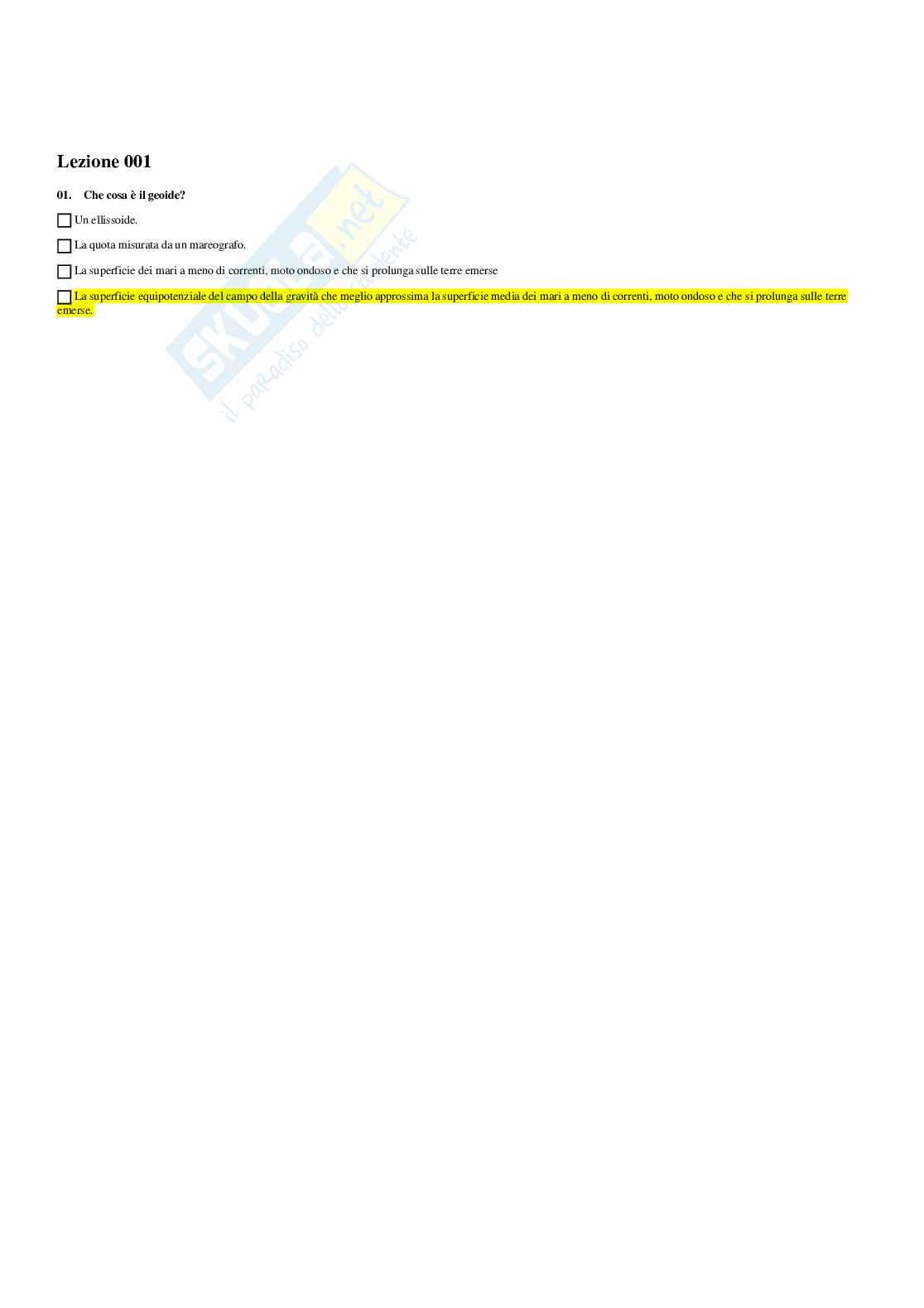 Paniere topografia - risposte multiple Pag. 1
