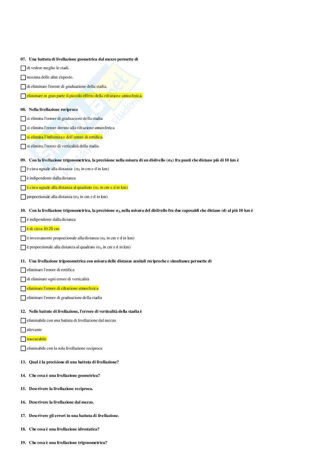 Paniere topografia - risposte multiple Pag. 11