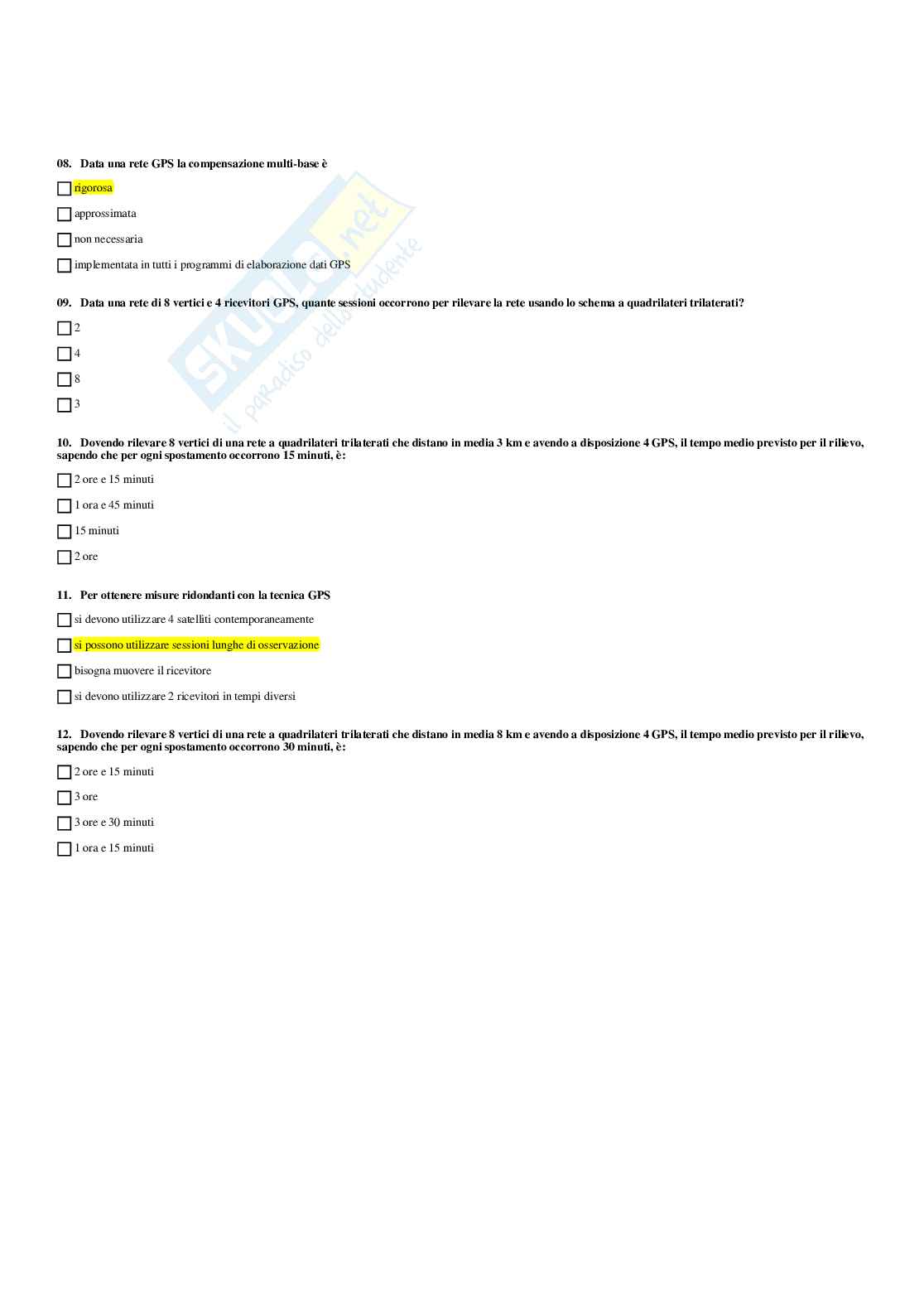 Paniere topografia - risposte multiple Pag. 21