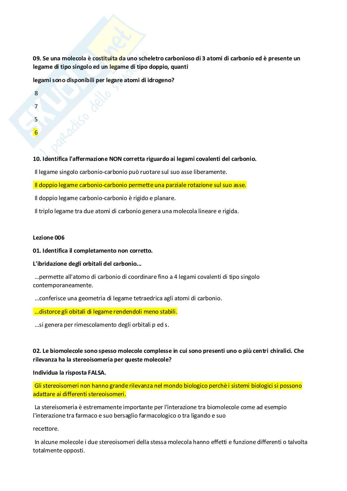 Paniere di Biochimica Pag. 6