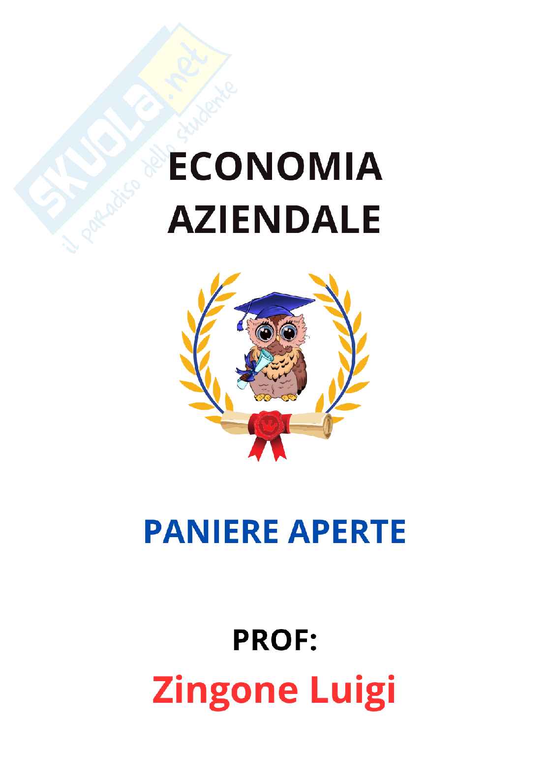 Paniere Economia aziendale (2026) - Risposte aperte corrette  Pag. 1