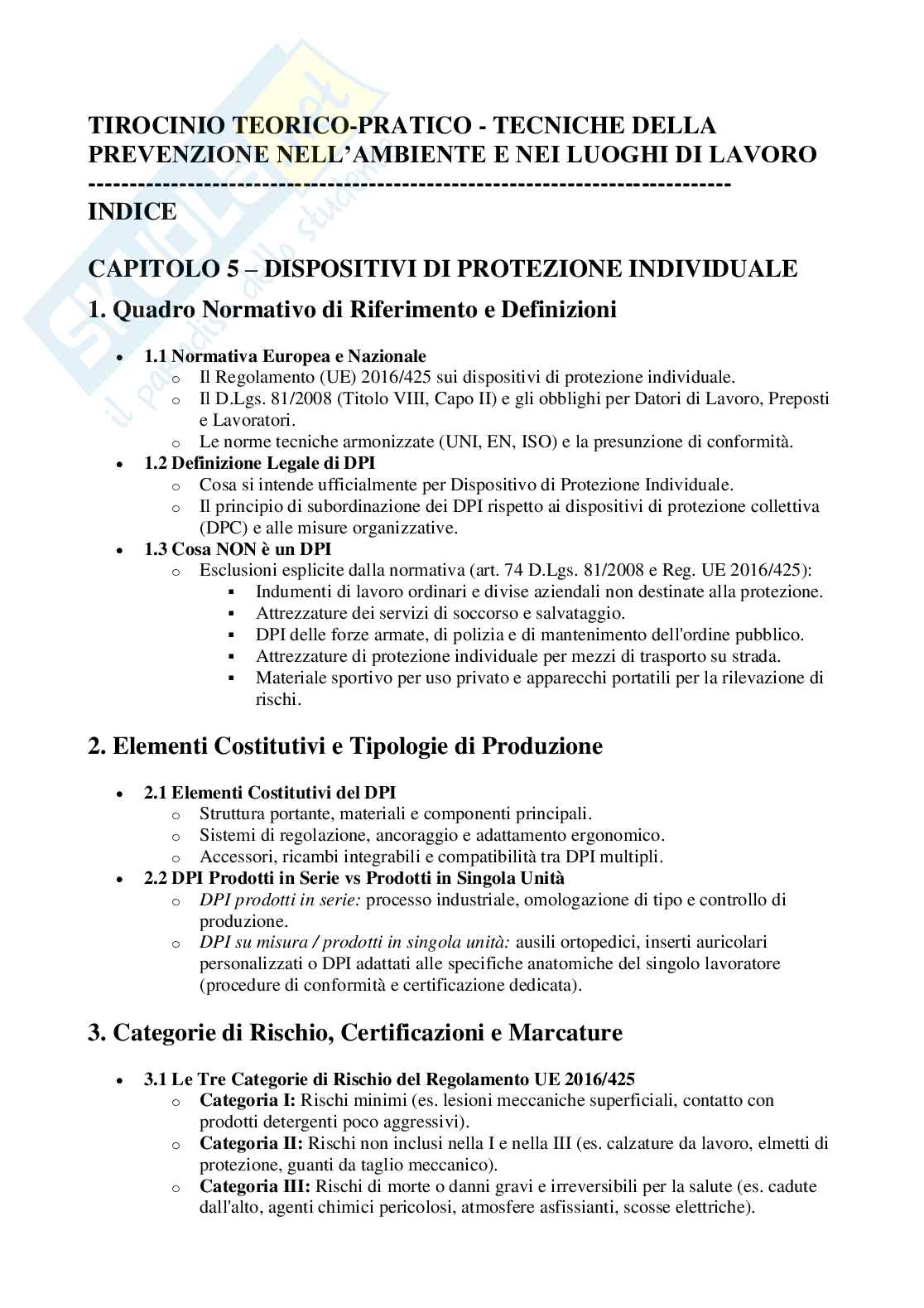 Tirocinio 2 - Dispositivi di protezione individuale Pag. 1