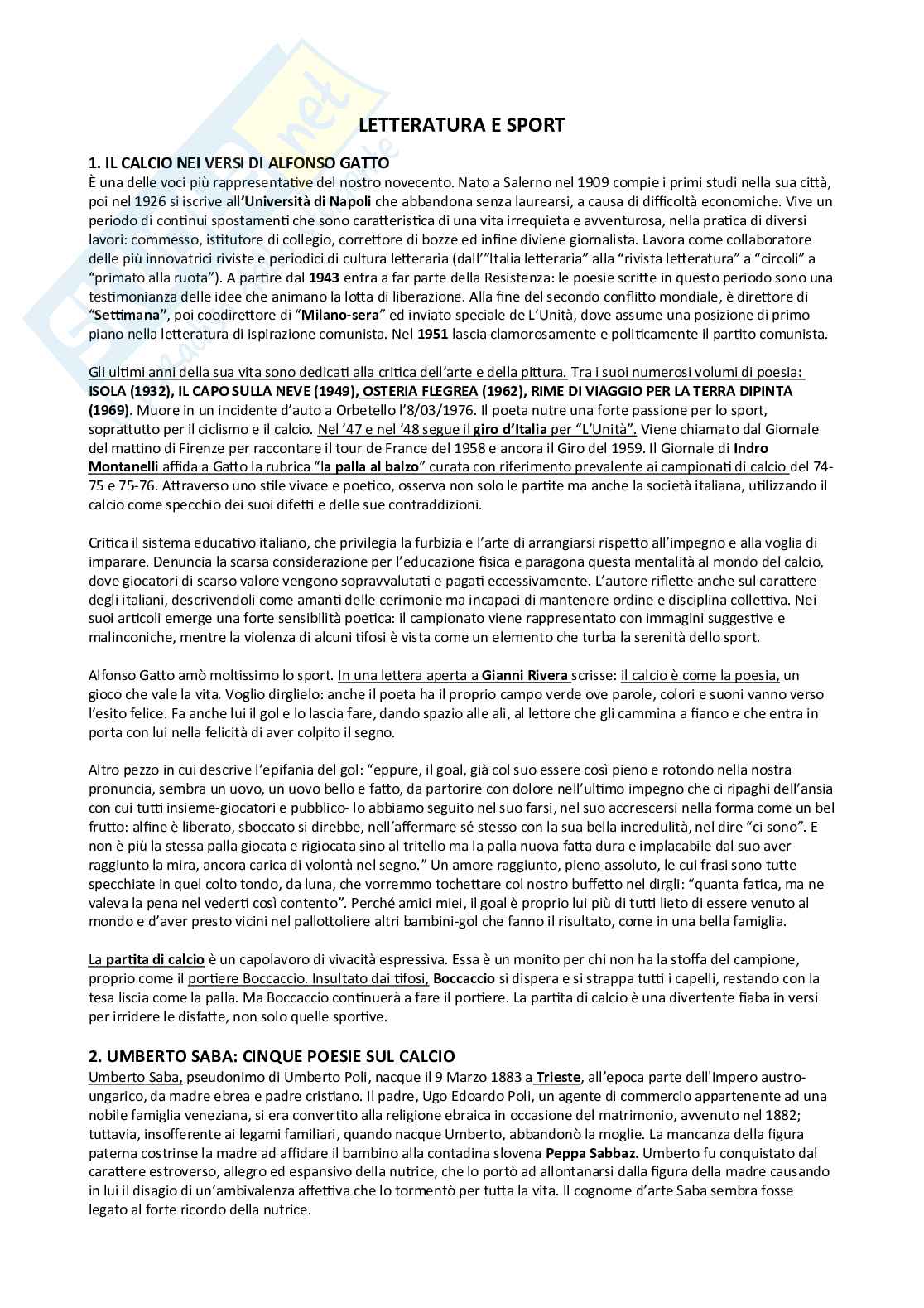 Letteratura e sport Pag. 1