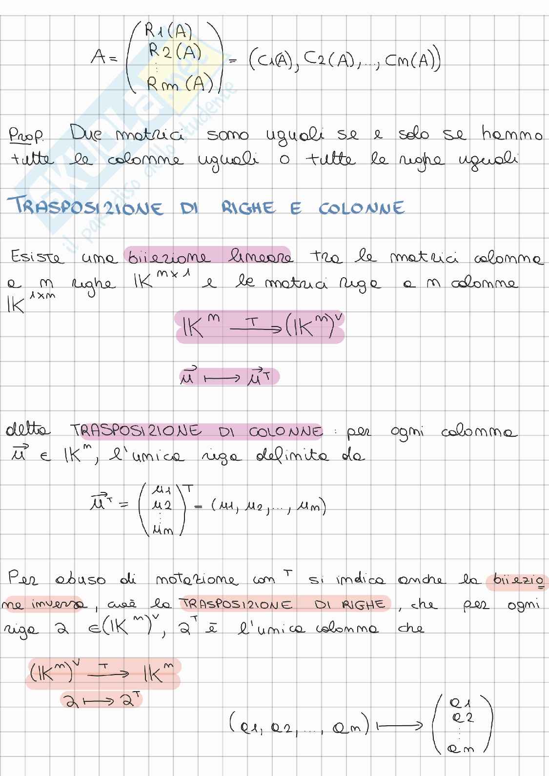 Riassunto esame Algebra lineare e geometria, Prof. Gatto Letterio, libro consigliato Lezioni di Algebra lineare e geometria, Gatto Pag. 31
