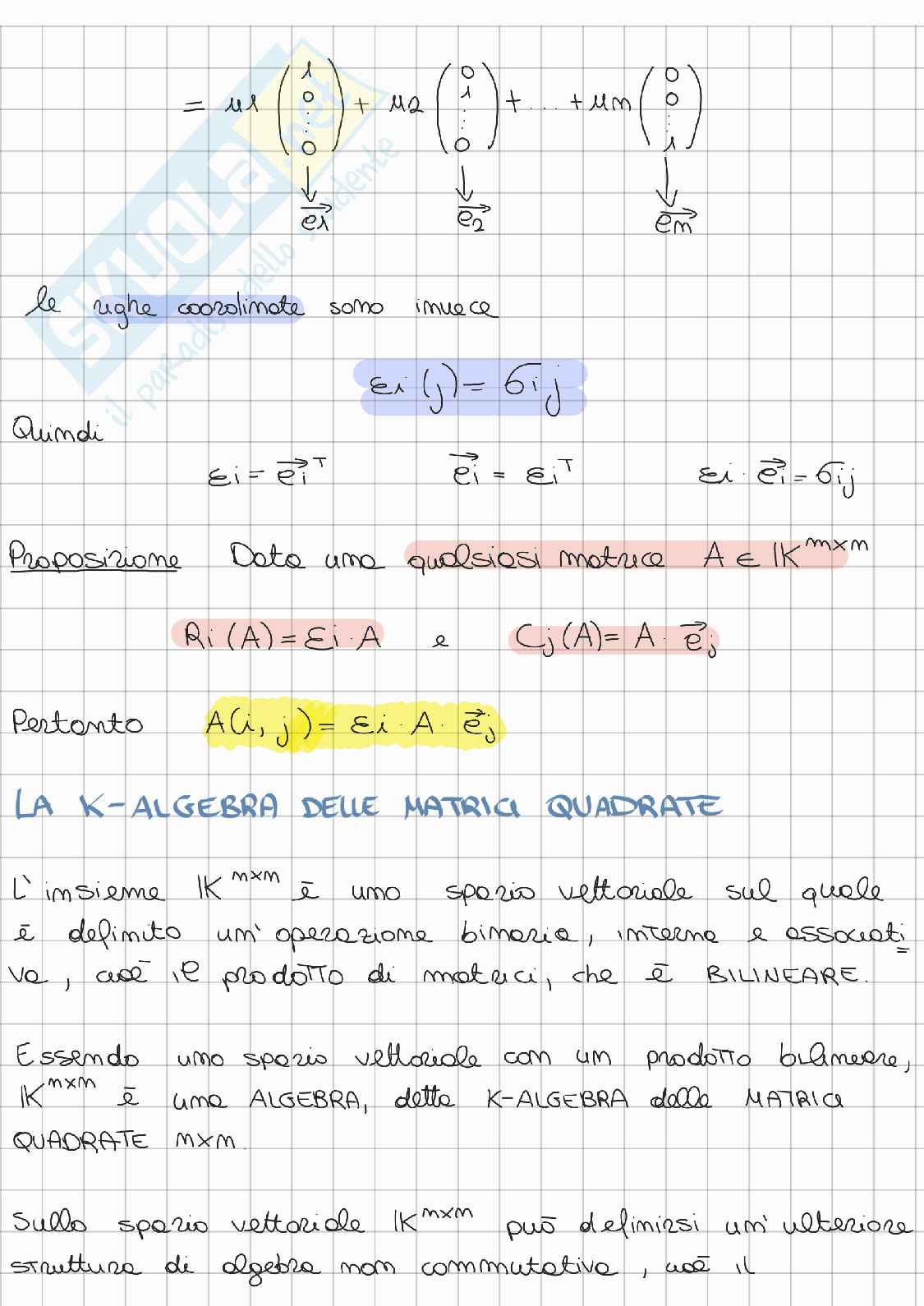 Riassunto esame Algebra lineare e geometria, Prof. Gatto Letterio, libro consigliato Lezioni di Algebra lineare e geometria, Gatto Pag. 71