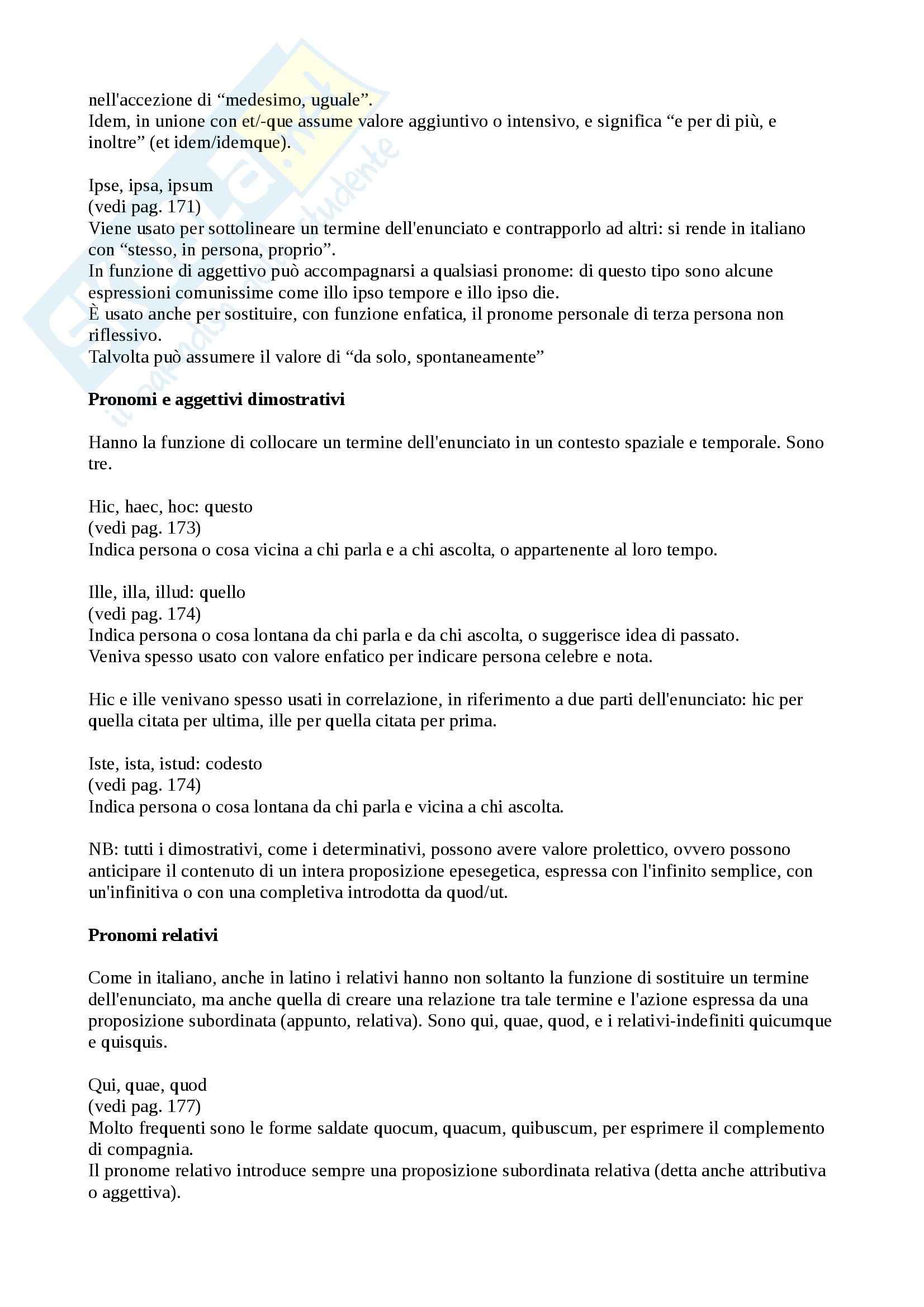 Riassunto esame lingua e letteratura latina, prof. Facchini, libro consigliato Manuale di grammatica latina, Flocchini Pag. 16