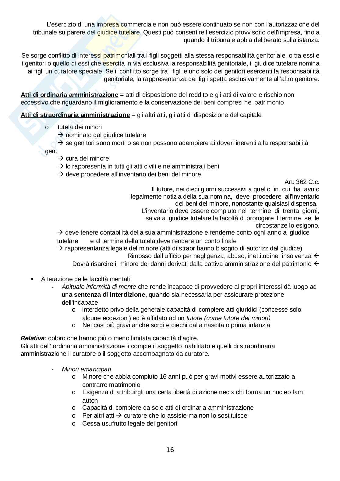 Riassunto esame Istituzioni di diritto privato I, Prof. Romeo Chrisitian, libro consigliato Manuale di diritto privato, Trimarchi Pag. 16