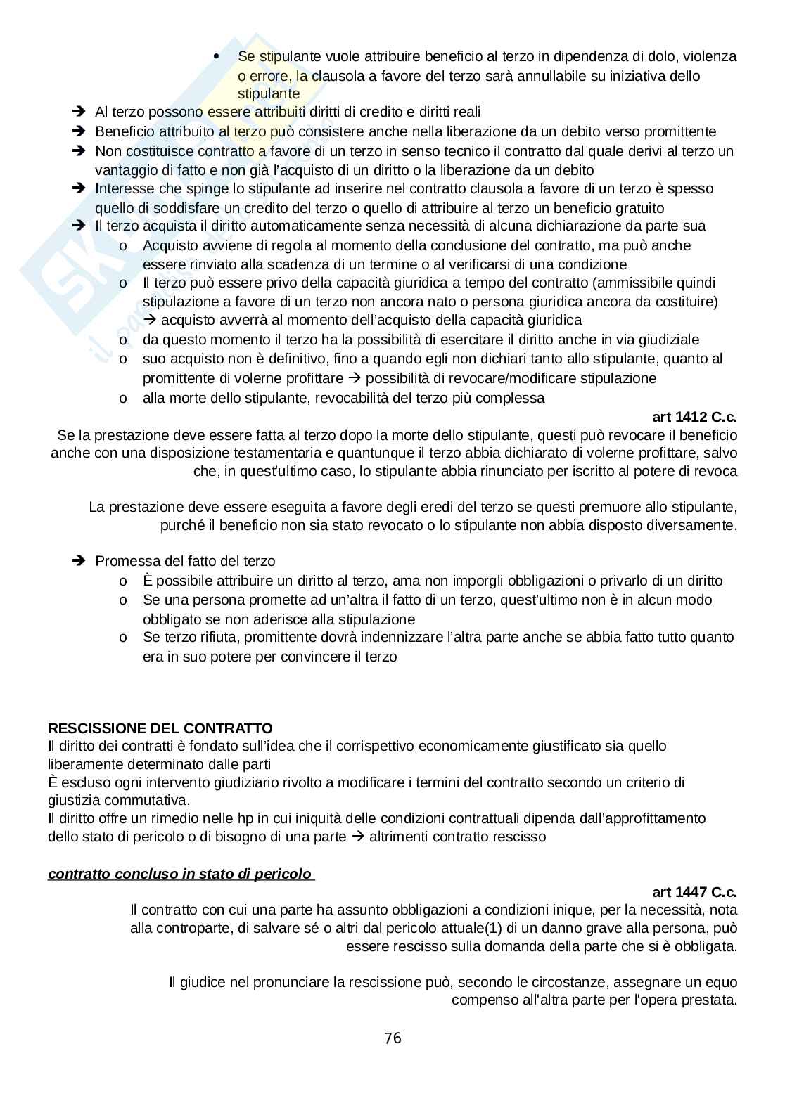 Riassunto esame Istituzioni di diritto privato I, Prof. Romeo Chrisitian, libro consigliato Manuale di diritto privato, Trimarchi Pag. 76