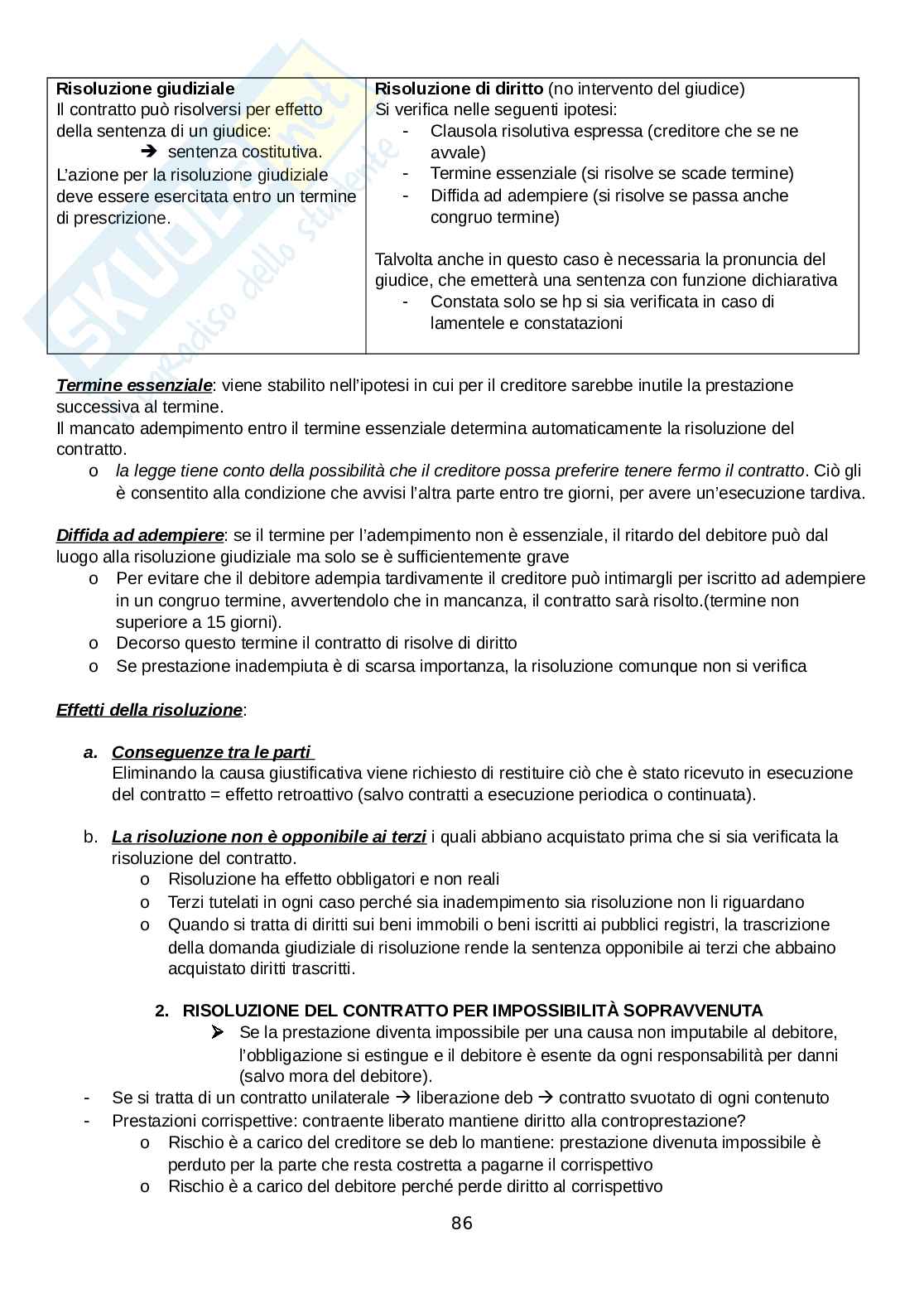 Riassunto esame Istituzioni di diritto privato I, Prof. Romeo Chrisitian, libro consigliato Manuale di diritto privato, Trimarchi Pag. 86
