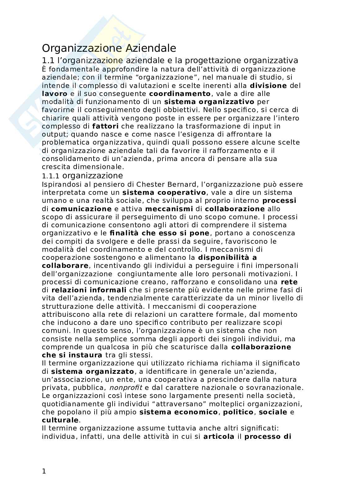 Nozioni Organizzazione aziendale Pag. 1
