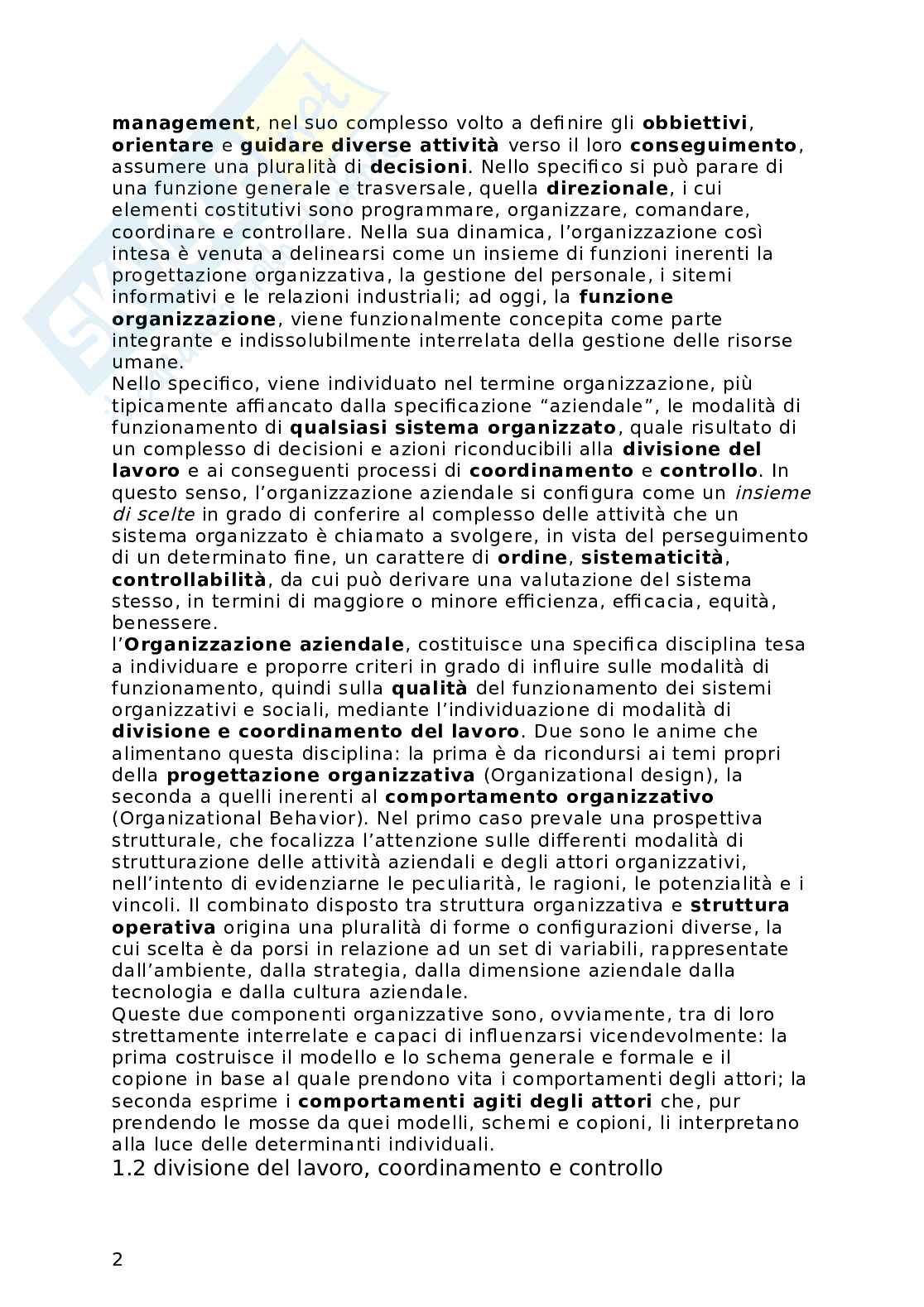 Nozioni Organizzazione aziendale Pag. 2