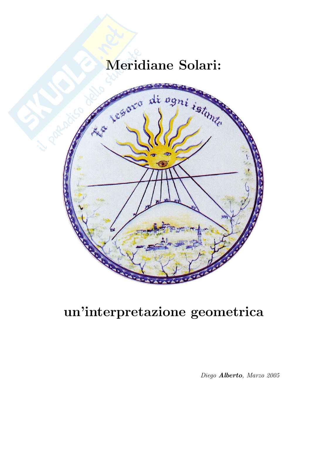 Meridiane solari un'interpretazione geometrica Pag. 1