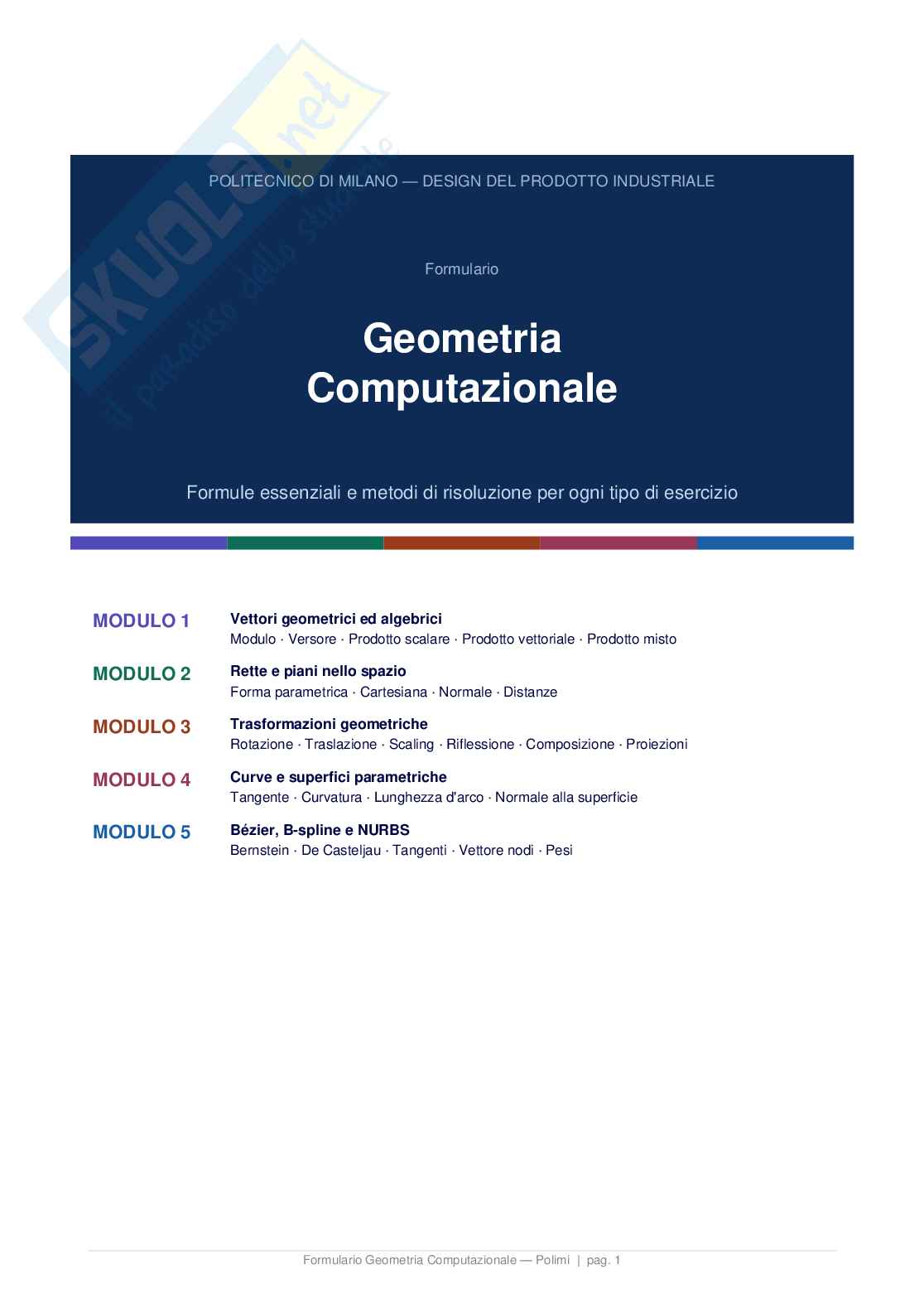 Formulario Curve e superfici per il design Pag. 1