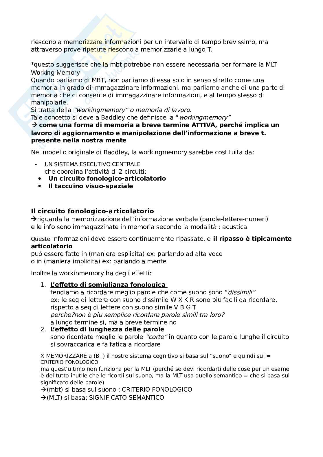 Riassunto esame Neuroscienze, Prof. Olivieri Massimiliano, libro consigliato Neuroscienze cognitive, Oliveri  Pag. 2