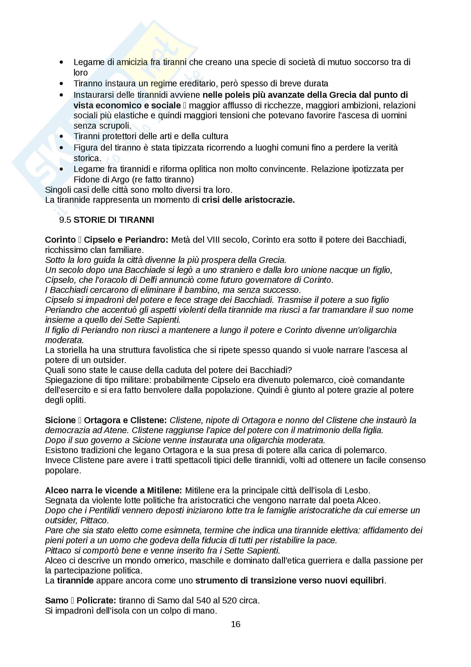 Sunto di storia greca, prof. Faraguna, libro consigliato: Storia greca di Bettalli Pag. 16