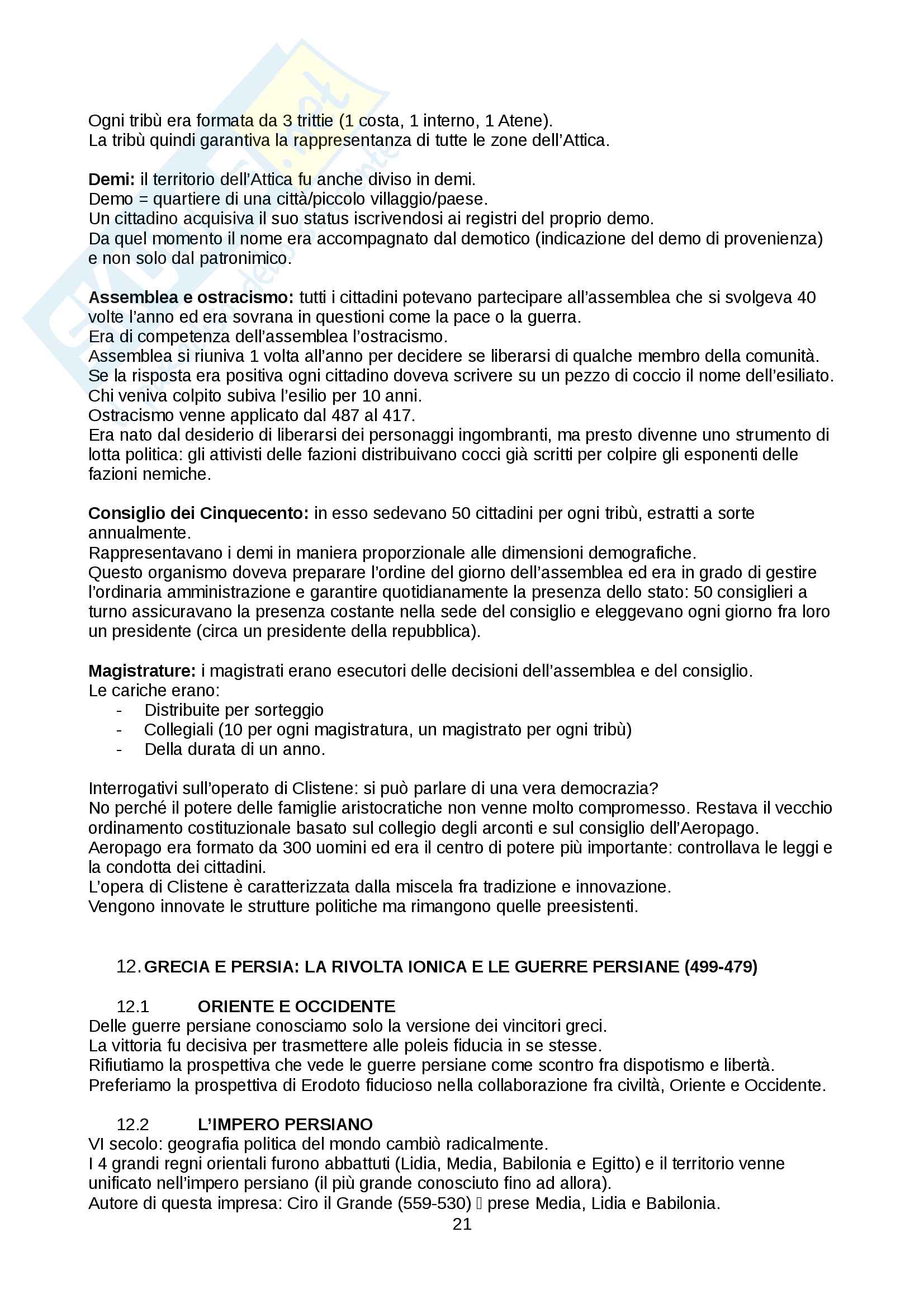 Sunto di storia greca, prof. Faraguna, libro consigliato: Storia greca di Bettalli Pag. 21
