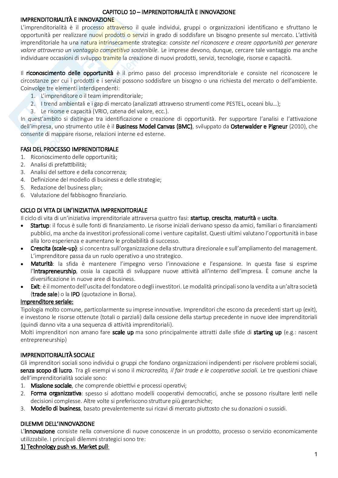 Riassunto esame Strategie e processi aziendali, Prof. Marzocchi Chiara, libro consigliato Strategia orientare organizzazioni e imprese in un mondo che cambia, Johnson et al Pag. 1