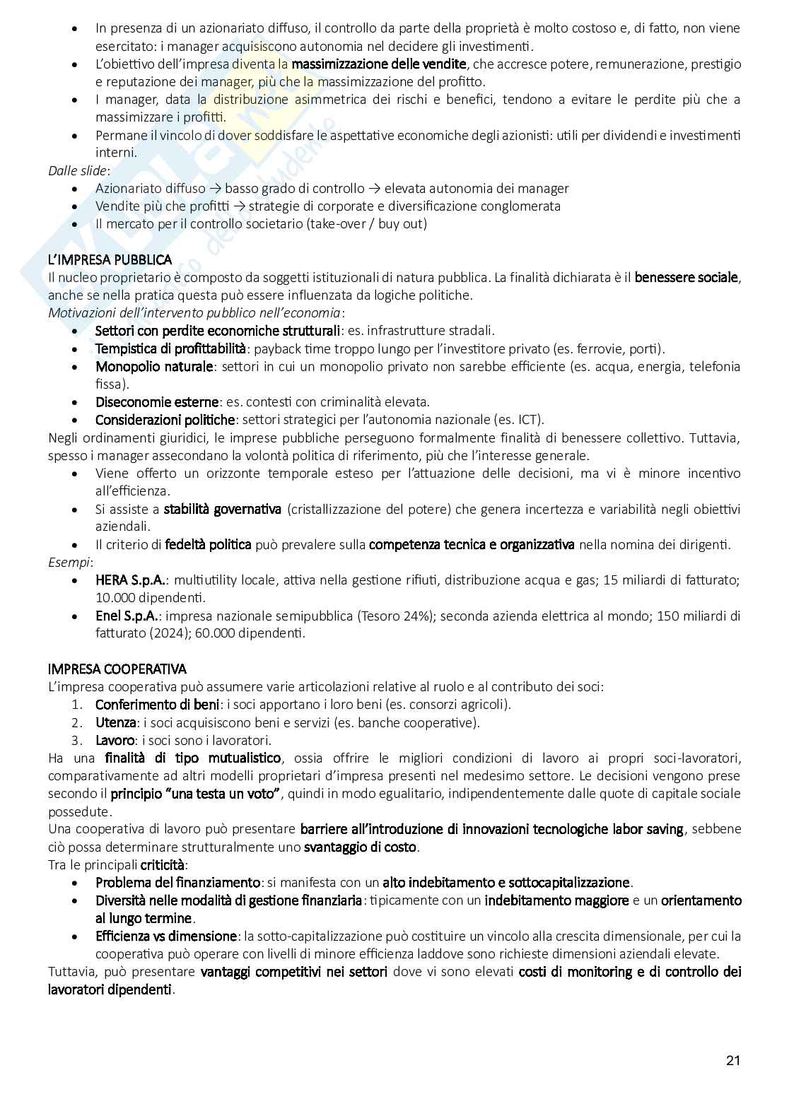 Riassunto esame Strategie e processi aziendali, Prof. Marzocchi Chiara, libro consigliato Strategia orientare organizzazioni e imprese in un mondo che cambia, Johnson et al Pag. 21