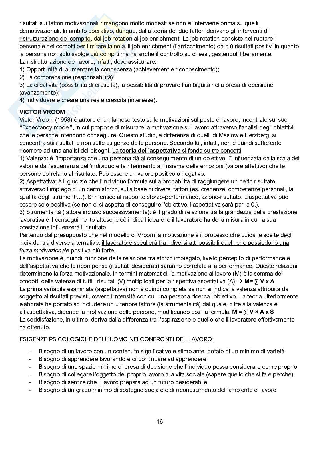 Appunti completi delle lezioni per l'esame di Psicologia del lavoro e delle organizzazioni, prof. Maeran Pag. 16
